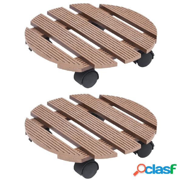 vidaXL Soporte con ruedas para plantas 2 unidades WPC