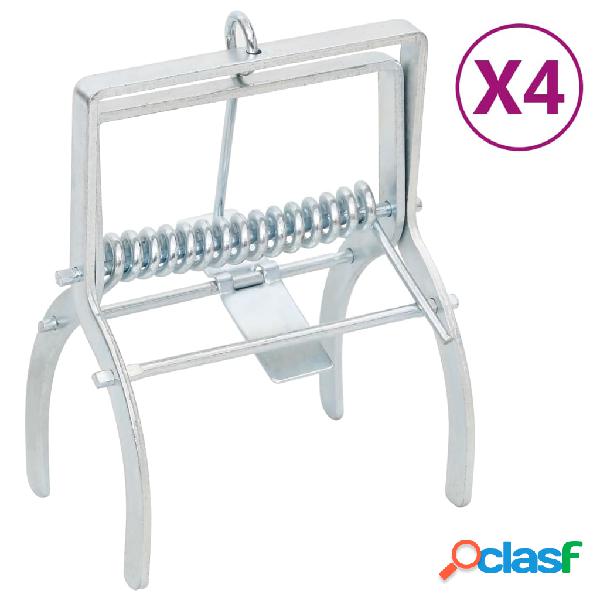 vidaXL Trampas para topos 4 unidades acero galvanizado