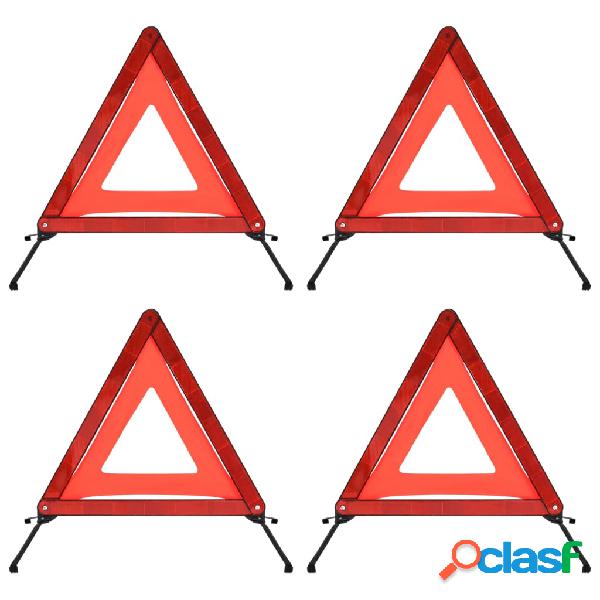 vidaXL Triángulos de advertencia de tráfico 4 uds rojo
