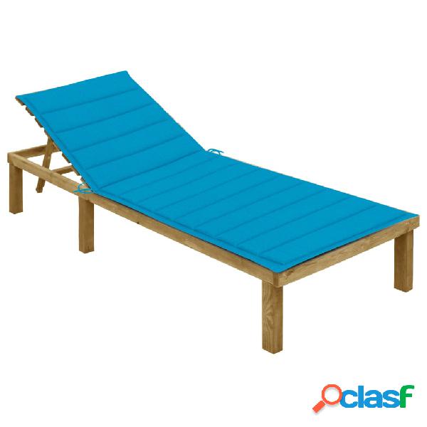 vidaXL Tumbona con cojín azul madera de pino impregnada