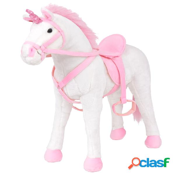 vidaXL Unicornio de peluche de pie blanco y rosa XXL