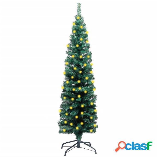 vidaXL Árbol Navidad artificial estrecho LED soporte PVC