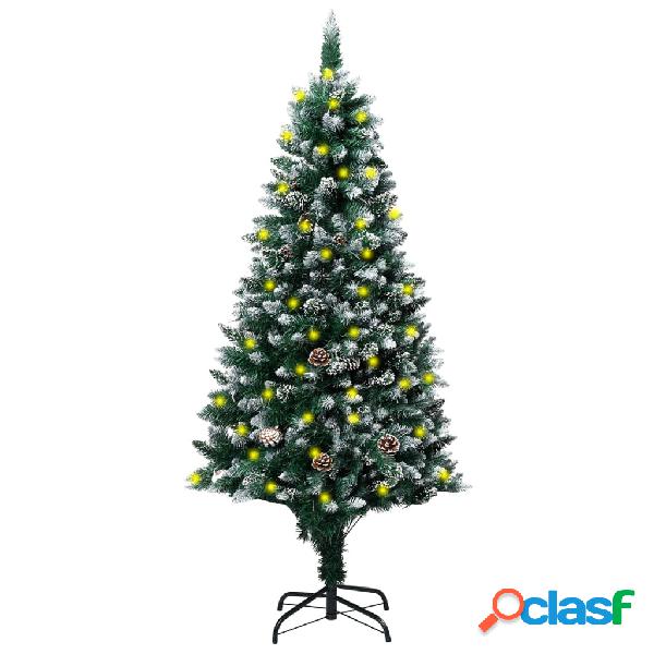 vidaXL Árbol de Navidad artificial LED y piñas y nieve