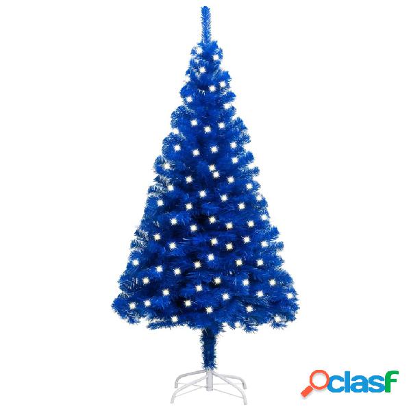 vidaXL Árbol de Navidad artificial con LED y soporte azul