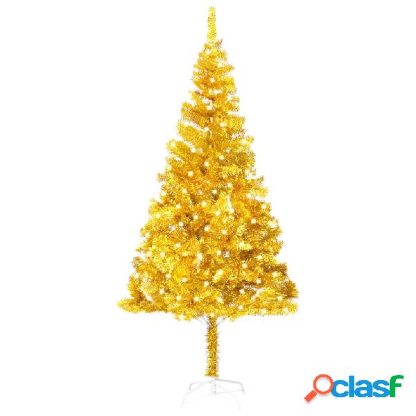 vidaXL Árbol de Navidad artificial con LED y soporte dorado