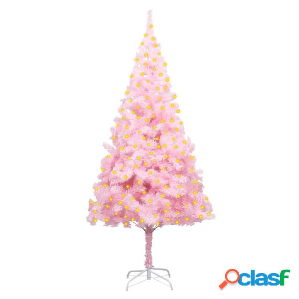 vidaXL Árbol de Navidad artificial con LED y soporte rosa