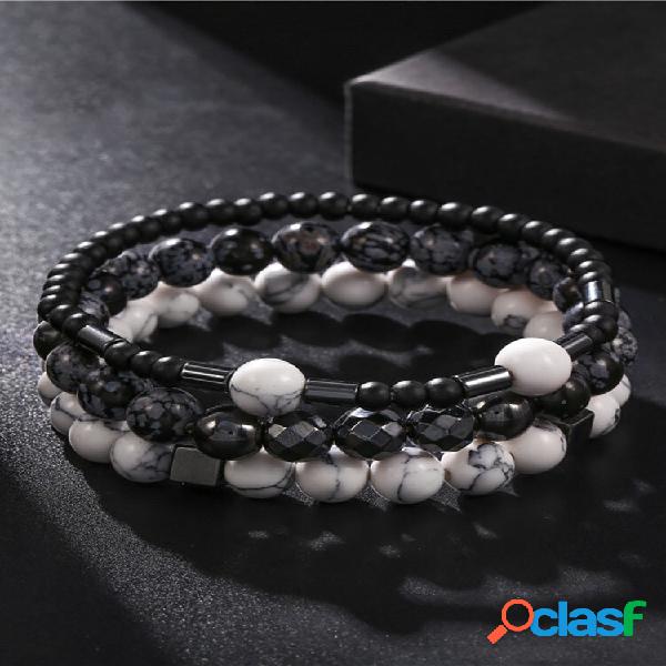 3 Pcs / Set vendimia Pulsera elástica con cuentas de