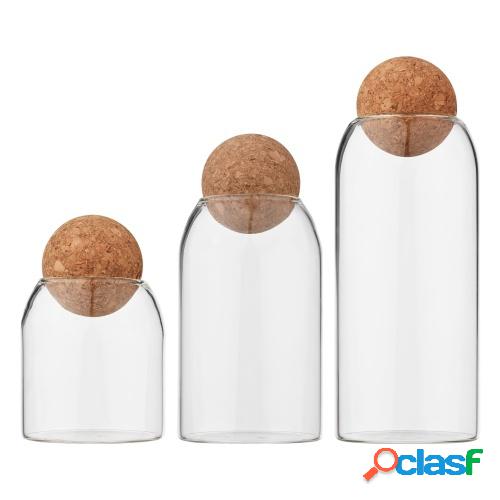 3PCS Frascos de vidrio para almacenamiento de alimentos