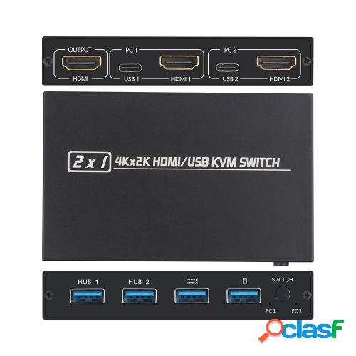 AIMOS AM-KVM 201CL 2-en-1 HDMI / USB KVM Switch Soporte HD