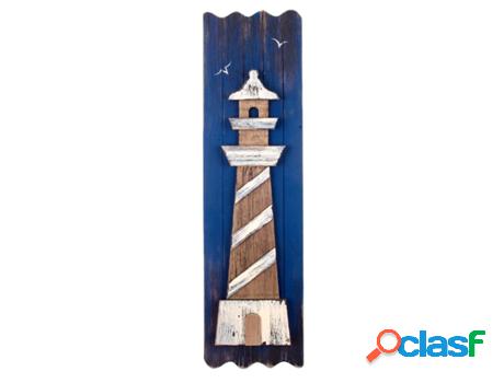 Adorno Faro Mar Azul de Madera 74X3X20cm Colgante Aplique
