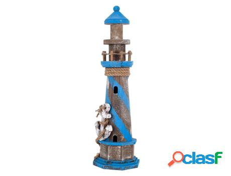 Adorno Faro Mar Marrón de Madera 39X11X11cm Figura Marinera