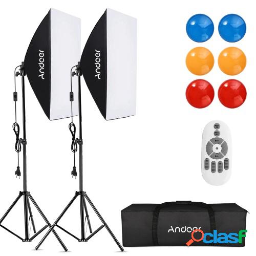 Andoer Studio Photography Softbox Kit de luz LED RGB que