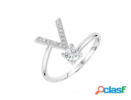 Anillo SC_CRYSTAL Letra (bañado a rodio - 9mm x 9mm)