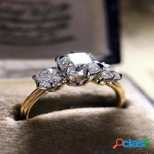 Anillos de aleación con forma geométrica de diamantes de