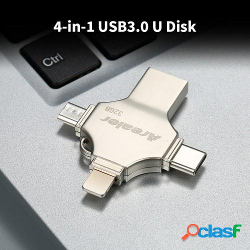Arealer 64GB USB3.0 4-en-1 Metal U Disco Unidad flash USB