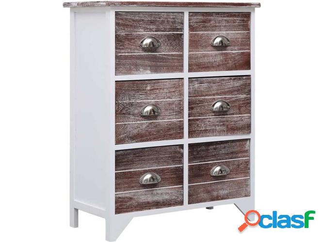 Armario VIDAXL 6 Cajones Madera paulownia Marrón (60x30x75
