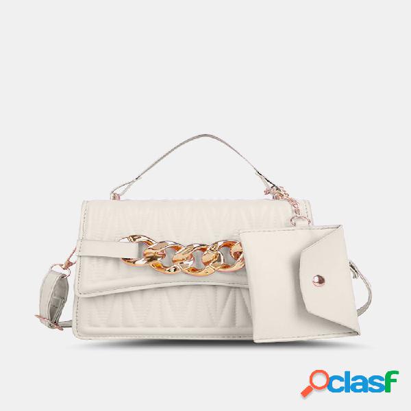Bandolera decorativa con cadena a la moda de piel sintética