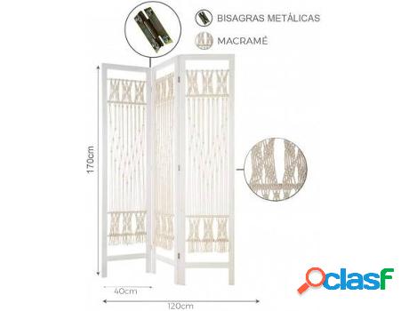 Biombo HOGAR Y MÁS Separador Macramé (paulownia algodón)