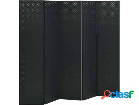 Biombo VIDAXL 5 Paneles Negro (200 x 180 cm - Acero)