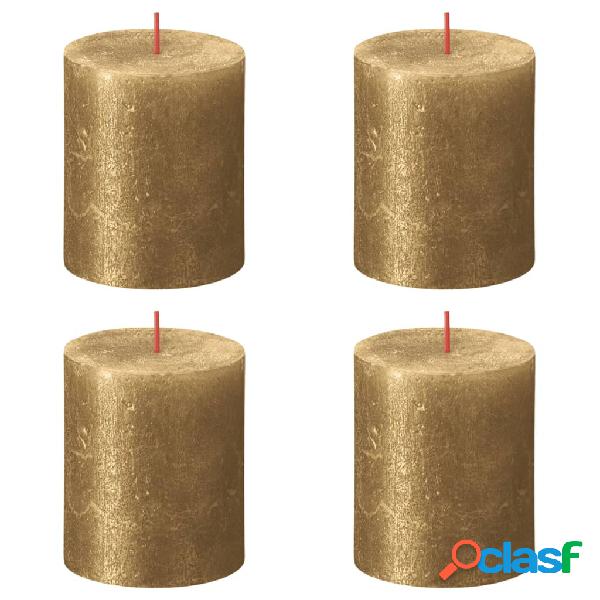Bolsius Velas rústicas Shimmer 4 unidades dorado 80x68 mm