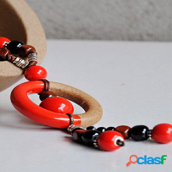 Borla Vintage Circle con cuentas Colgante Tejido a mano