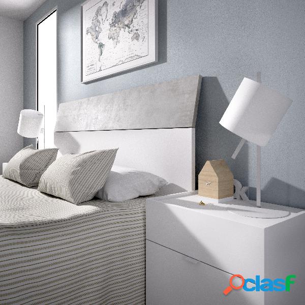 Cabezal de cama y 2 mesitas Dekit Gia Blanco Gris cemento