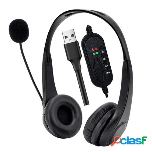 Call Center Headset with Microphone Dual-Sided Headphone USB