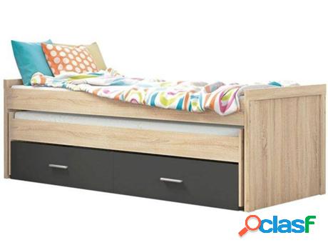 Cama HOMESOUTH Lara (Cambria Claro - Grafito - Melamina - 98