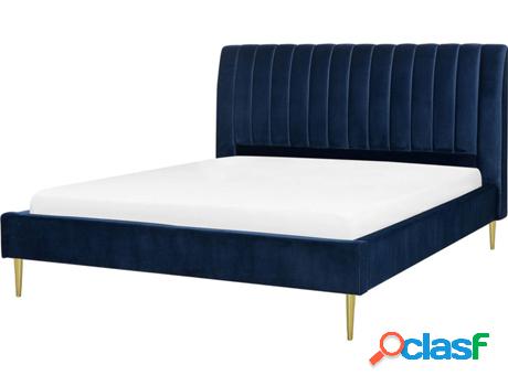 Cama Marville (Azul - Terciopelo -225x182x124 cm)