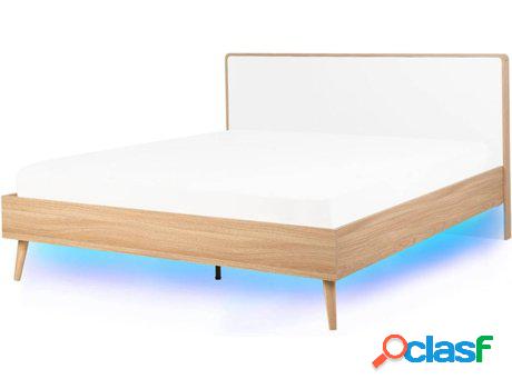 Cama Serris con LED (Marrón - Tablero de Aglomerado