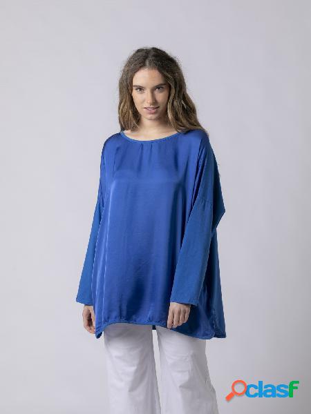 Camiseta oversize en raso Azul