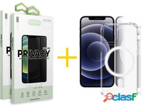 Carcasa + 2 Protectores de Vidrio Anti-Spy iPhone 13 ACCETEL