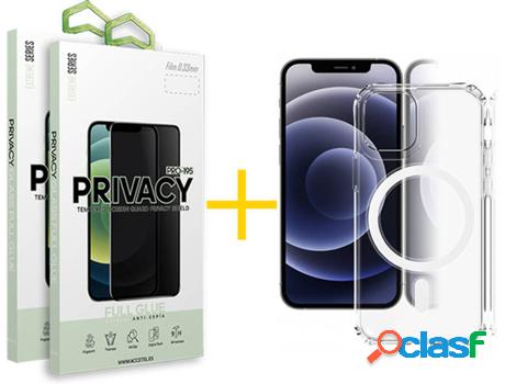 Carcasa + 2 Protectores de Vidrio Anti-Spy iPhone 13 Pro Max