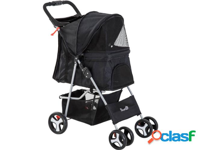 Carrito para Perros PAWHUT Pegable (Negro - 75x46x94cm -