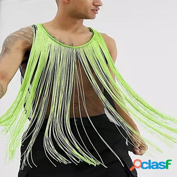 Chalecos transparentes de malla con flecos fluorescentes