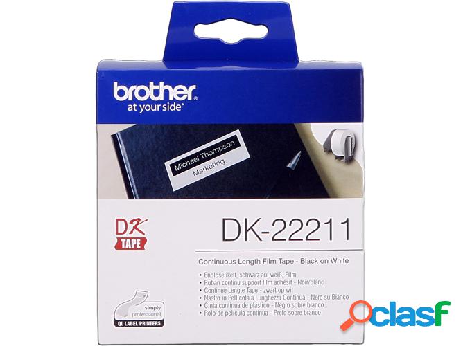 Cinta para Etiquetadora BROTHER DK22211 Negro sobre blanco