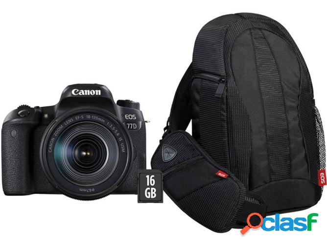 Cámara Réflex CANON EOS 77D 18-135 IS Negro (24.2 MP -
