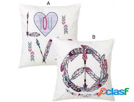 Cojín HOGAR Y MÁS Peace & Love De Poliéster (45x45 cm)