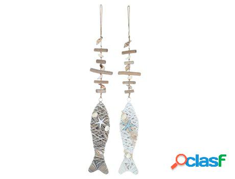 Colgante Peces Madera Deriva y Estrellas de Mar Incluye 2