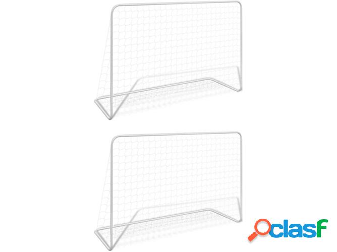 Conjunto 2 Balizas de Fútbol VIDAXL Red y Acero Blanco