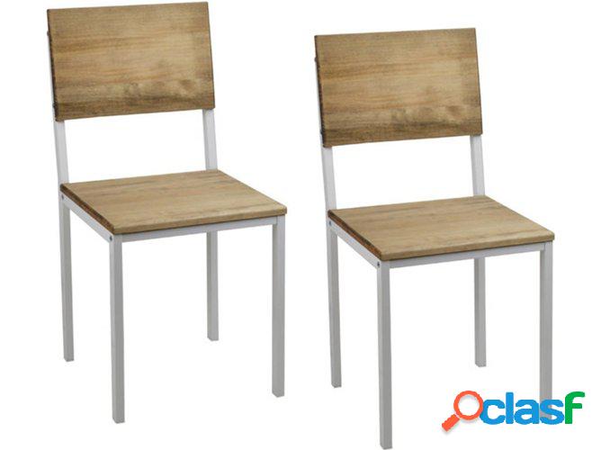 Conjunto 2 Silla DS MUEBLES 782814 iCub (Blanco - Madera y