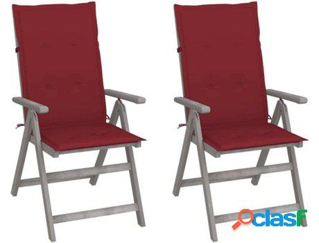 Conjunto 2 Sillas de Jardín VIDAXL Reclinables c/Almohadas