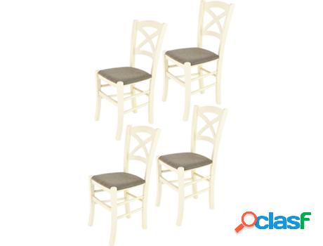 Conjunto de 4 Sillas T M C S Cross 332AB-NL025 (Blanco -