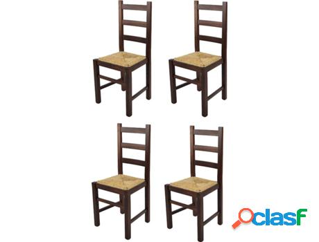 Conjunto de 4 Sillas T M C S Rustica (Marrón Nuez Oscuro -