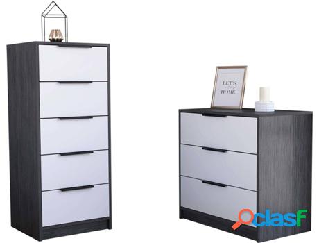 Conjunto de Cómodas TUHOME Kaia (Gris y Blanco - Aglomerado