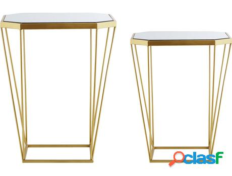 Conjunto de Mesa de Apoyo Sierra (Dorado - Cristal -26x45x50