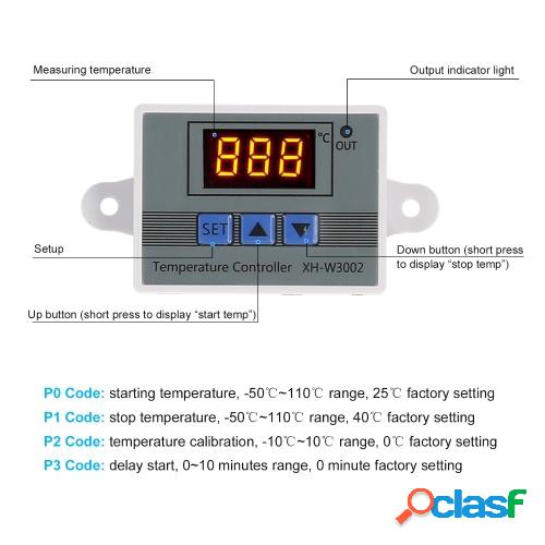 Controlador de temperatura electrónico Pantalla LED Módulo