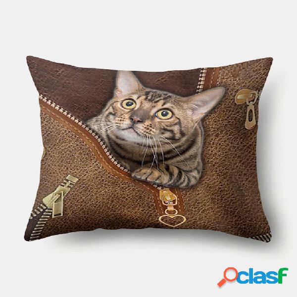 Cremallera personalizada Gato Patrón Funda de cojín de
