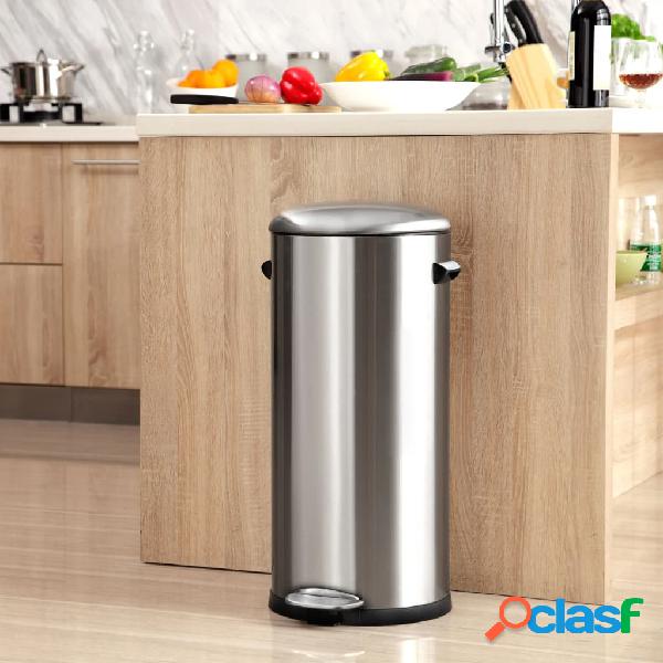 EKO Cubo de basura de pedal BelleDeluxe 30 L plateado mate