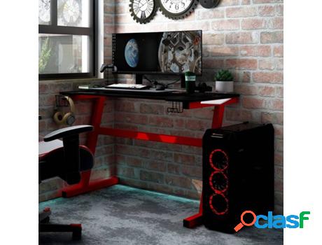 Escritorio VIDAXL Gaming con LEDs Z Negro y Rojo (90 x 60 x